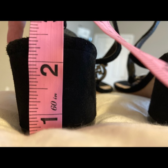 Tory Burch Black Suede and rhinestone crystal logo heels - Picture 6 of 10